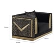 Dero Sofa Chair- Glam Black Velvet- Gold Zebra Print Panels