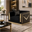 Dero Sofa Chair- Glam Black Velvet- Gold Zebra Print Panels