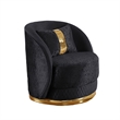 Vysa Swivel Accent Chair- 1 Pillow- Barrel Back- Gold Base- Black