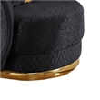 Vysa Swivel Accent Chair- 1 Pillow- Barrel Back- Gold Base- Black