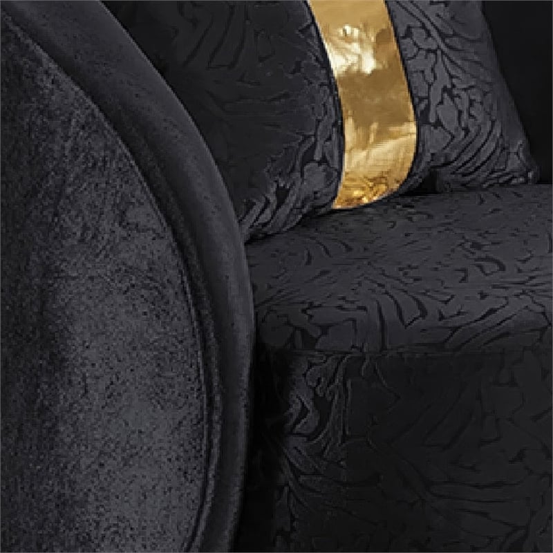 Vysa Swivel Accent Chair- 1 Pillow- Barrel Back- Gold Base- Black