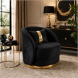 Vysa Swivel Accent Chair- 1 Pillow- Barrel Back- Gold Base- Black