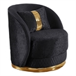 Vysa Swivel Accent Chair- 1 Pillow- Barrel Back- Gold Base- Black