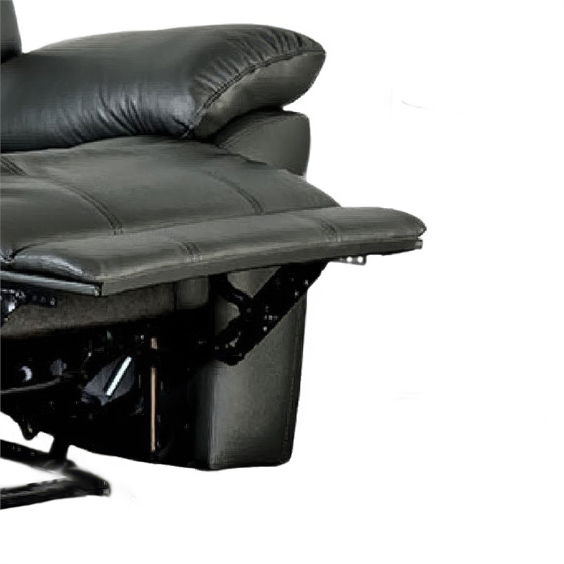 Larus Manual Motion Recliner Chair- Pillowed Arms- Black Faux Leather