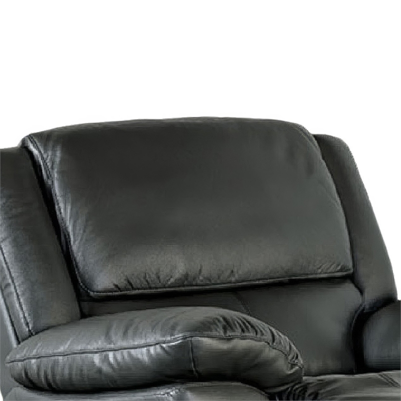 Larus Manual Motion Recliner Chair- Pillowed Arms- Black Faux Leather