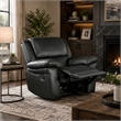 Larus Manual Motion Recliner Chair- Pillowed Arms- Black Faux Leather