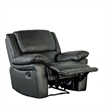 Larus Manual Motion Recliner Chair- Pillowed Arms- Black Faux Leather