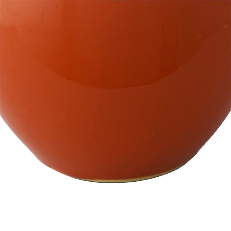 Decorative Ginger Jar with Dome Lid- Orange Glazed Ceramic- 11 Inch