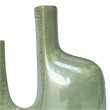 Decorative Vase- Dual Neck Sculptural Art- Sage Green Ceramic- 14 Inch