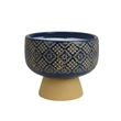 Hea Decorative Planter- Blue Gold Moroccan Pattern Footed Bowl- 9 Inch