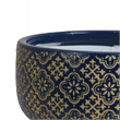 Hea Decorative Planter- Blue Gold Moroccan Pattern Footed Bowl- 9 Inch