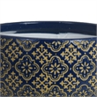 Hea Decorative Planter- Blue Gold Moroccan Pattern Footed Bowl- 9 Inch