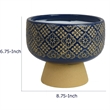 Hea Decorative Planter- Blue Gold Moroccan Pattern Footed Bowl- 9 Inch