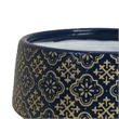 Hea Decorative Planter- Blue Gold Moroccan Pattern Footed Bowl- 10 Inch