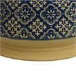 Hea Decorative Planter- Blue Gold Moroccan Pattern Footed Bowl- 10 Inch