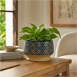 Hea Decorative Planter- Blue Gold Moroccan Pattern Footed Bowl- 10 Inch