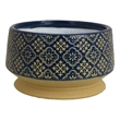 Hea Decorative Planter- Blue Gold Moroccan Pattern Footed Bowl- 10 Inch