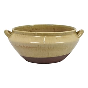 Decorative Serving Bowl- 2 Tone Rustic Brown Glazed Ceramic- 11 Inch