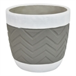 Decorative Planter- Chevron Design- Gray and White 7 Inch Terracotta