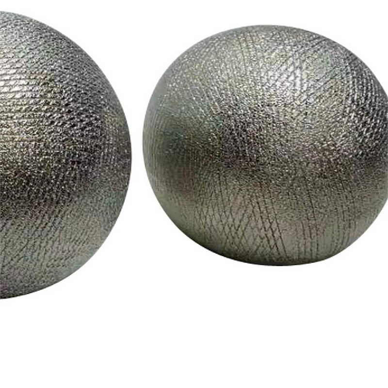 Decorative Ball Orb Set of 3- Cross-Hatched Texture- Antique Silver Ceramic