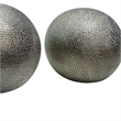 Decorative Ball Orb Set of 3- Cross-Hatched Texture- Antique Silver Ceramic