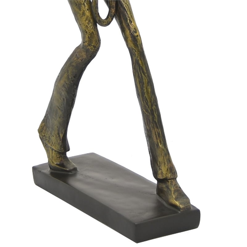 Decorative Sculpture- Trombone Player- Vintage Antique Gold Resin 20 Inch