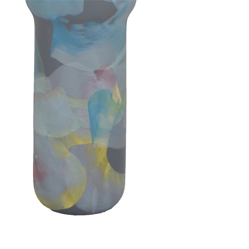 Riya Decorative Vase- Abstract Watercolor Art- Blue Ceramic 21 Inch