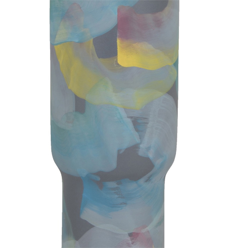 Riya Decorative Vase- Abstract Watercolor Art- Blue Ceramic 21 Inch