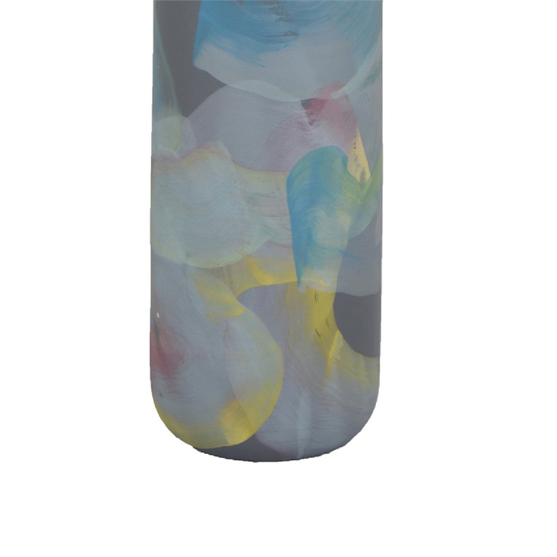Riya Decorative Vase- Abstract Watercolor Art- Blue Ceramic 21 Inch