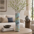 Riya Decorative Vase- Abstract Watercolor Art- Blue Ceramic 21 Inch