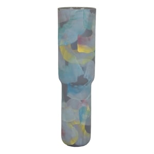 Riya Decorative Vase- Abstract Watercolor Art- Blue Ceramic 21 Inch