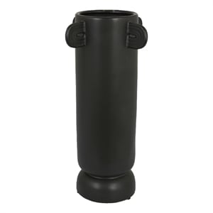 Dere Capsule Vase- Lug Handles- Pedestal- Matte Black Ceramic 16 Inch
