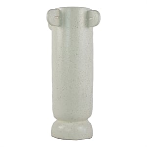Dere Capsule Vase- Lug Handles- Pedestal- Matte White Ceramic 16 Inch