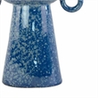 Orin Decorative Vase- 8 Loop Handles- Blue White Speckled Ceramic 15 Inch