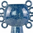 Orin Decorative Vase- 8 Loop Handles- Blue White Speckled Ceramic 15 Inch