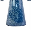 Orin Decorative Vase- 8 Loop Handles- Blue White Speckled Ceramic 15 Inch