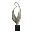 Dora Decorative Abstract Sculpture- Black Base- Silver Metal 24 Inch