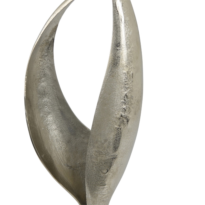 Dora Decorative Abstract Sculpture- Black Base- Silver Metal 24 Inch