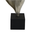 Dora Decorative Abstract Sculpture- Black Base- Silver Metal 24 Inch