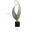 Dora Decorative Abstract Sculpture- Black Base- Silver Metal 24 Inch