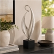Dora Decorative Abstract Sculpture- Black Base- Silver Metal 24 Inch