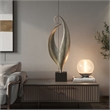Dora Decorative Abstract Sculpture- Black Base- Silver Metal 24 Inch