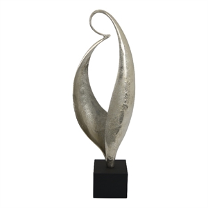 Dora Decorative Abstract Sculpture- Black Base- Silver Metal 24 Inch