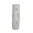 Moona Modern Vase with Sculpted Raised Details- White Textured Ceramic