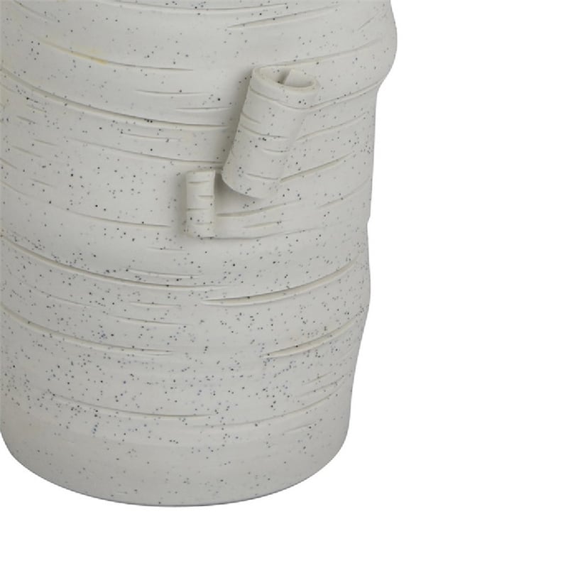 Moona Modern Vase with Sculpted Raised Details- White Textured Ceramic