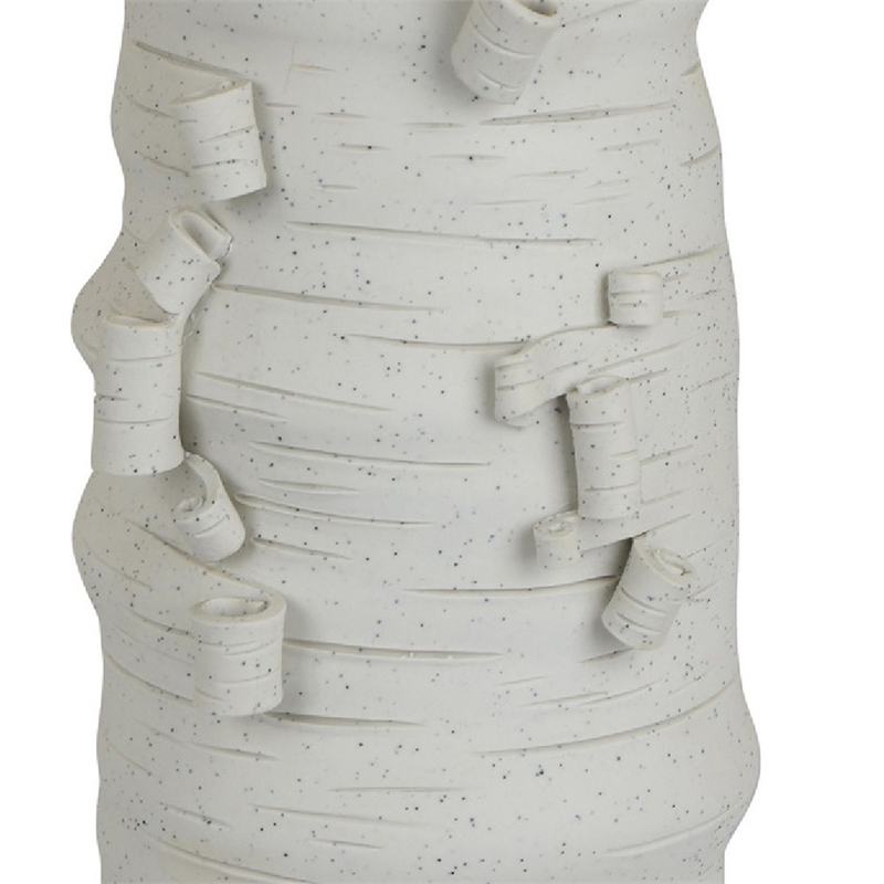 Moona Modern Vase with Sculpted Raised Details- White Textured Ceramic