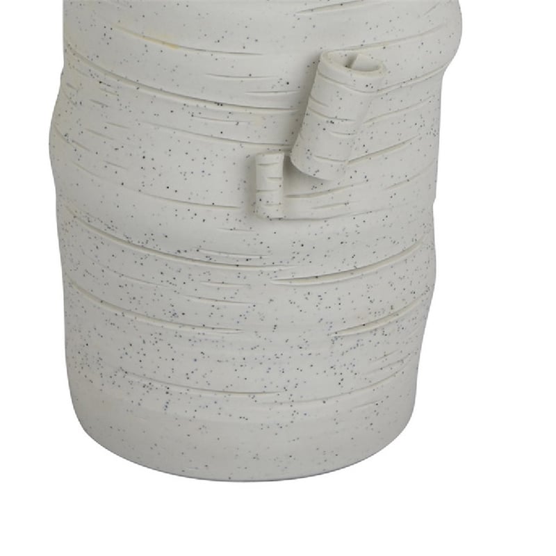 Moona Modern Vase with Sculpted Raised Details- White Textured Ceramic
