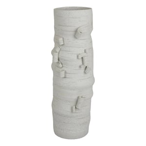 Moona Modern Vase with Sculpted Raised Details- White Textured Ceramic