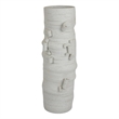 Moona Modern Vase with Sculpted Raised Details- White Textured Ceramic