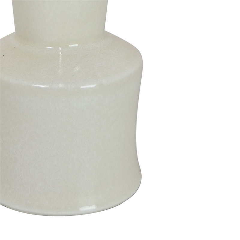 Ginny Decorative Vase with Slender Neck- Glossy White Ceramic 16 Inch